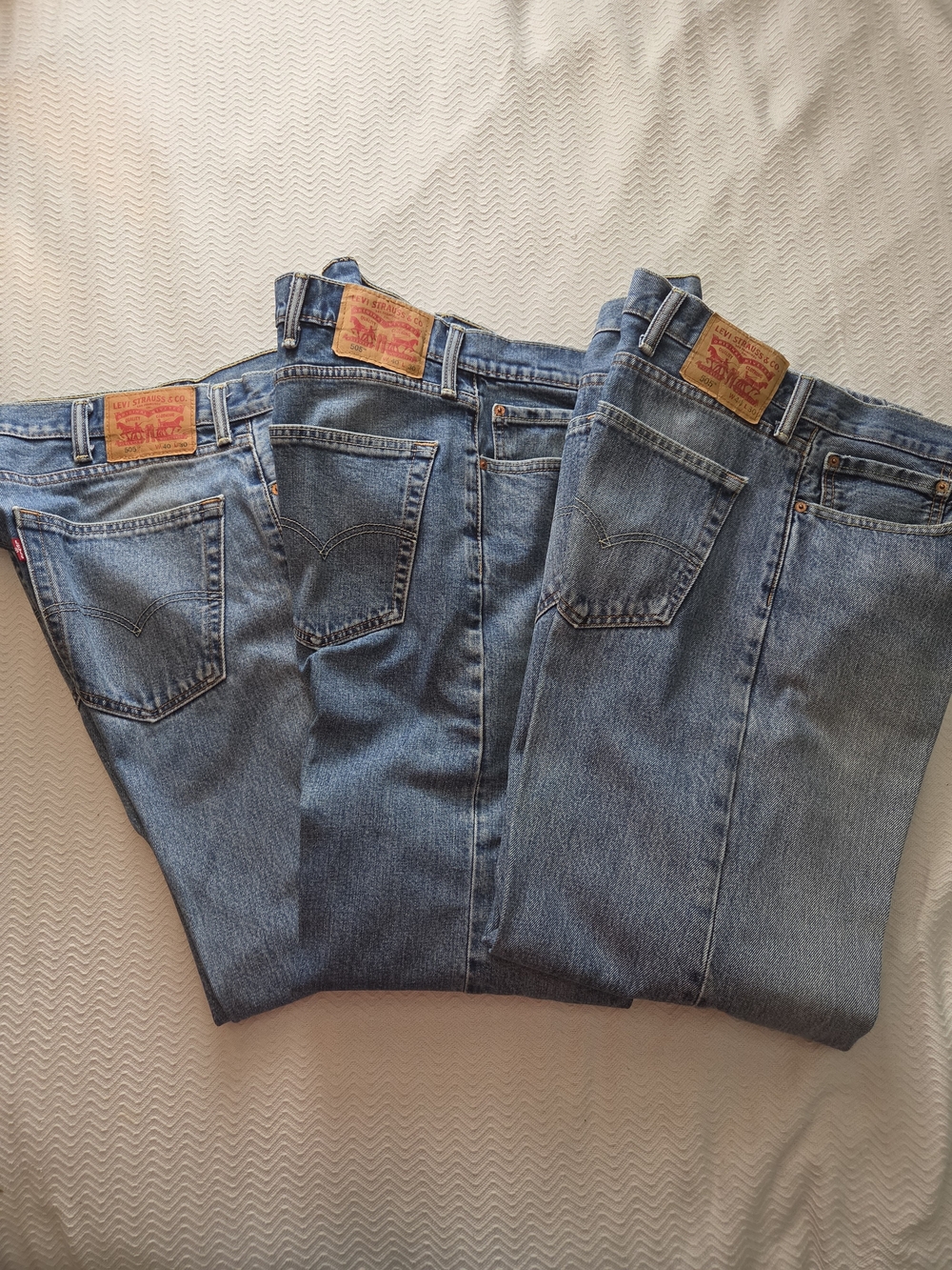 3 Pairs Levi's 505 Straight Leg 40x30 Cotton Jeans